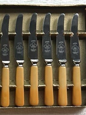 (6) VINTAGE dinkee knife set retro kitchen 1950’s original box